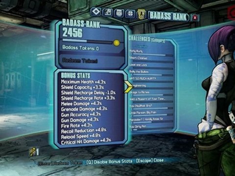 Borderlands 2 Tips n Tactics: Badass Ranks, Tokens, and Stat Bonuses