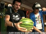 Justin éclate une pastèque avec sa tête - C'Cauet sur NRJ