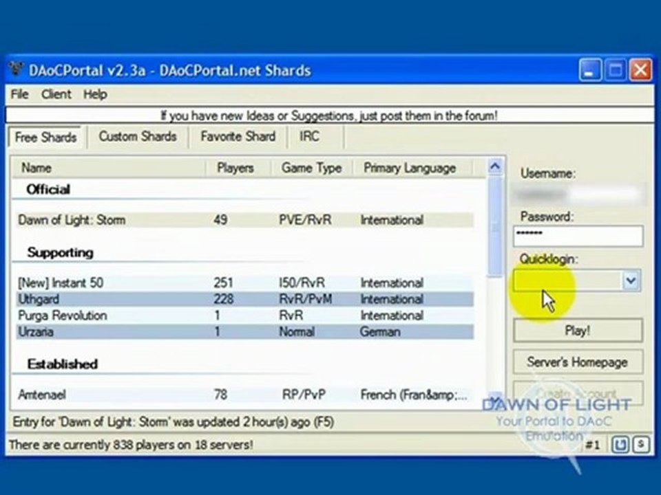 GameTag.com - #1 Store - Buy and Sell DAoC Accounts - How to Connect to a DAoC Free Shard Using DAOC Portal