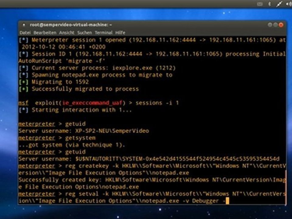 Metasploit: postexploitation - registry