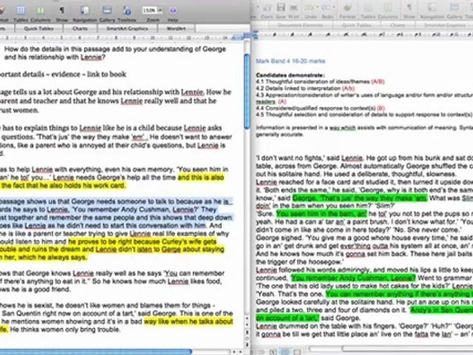 AQA Lit. Modern Texts: C grade response for Section B (Of Mice and Men)