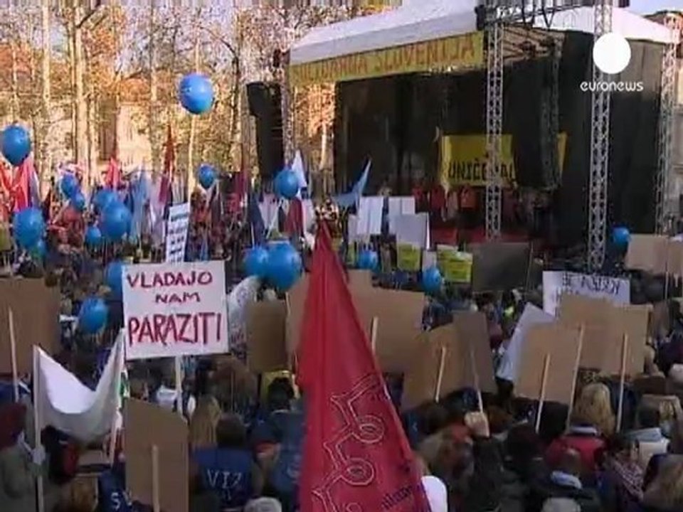 Manifestaciones contra la austeridad en Libliana, Praga...