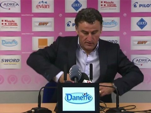 Conférence de presse Evian TG FC - AS Saint-Etienne : Pascal DUPRAZ (ETG) - Christophe GALTIER (ASSE) - saison 2012/2013