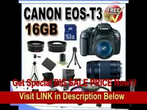 [REVIEW] Canon EOS Rebel T3 12.2 MP CMOS Digital SLR with 18-55mm IS II Lens (Black) + Canon EF 75-300mm f/4-5.6 III Telephoto Zoom Lens + 58mm 2x Telephoto lens + 58mm Wide Angle Lens (4 Lens Kit!!!) W/16GB S