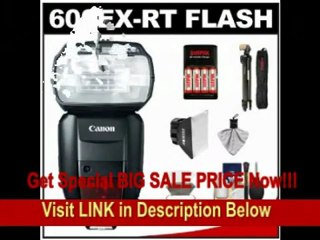 [BEST PRICE] Canon Speedlite 600EX-RT Flash with Canon Tripod + Soft Box + Diffuser + (4) Batteries & Charger + Accessory Kit for 60D, 7D, 1D X, 1D, 1DS, 5D Mark II III, Rebel T4i, T3i, T3 Digital SLR Camera