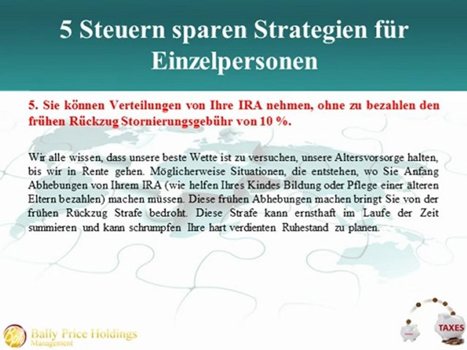 BP Holdings, 5 Steuern sparen Strategien für Einzelpersonen