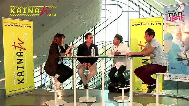 Kaina Tv Outside au festival international Cartooning For Peace du dessin de presse avec Glez et Louison