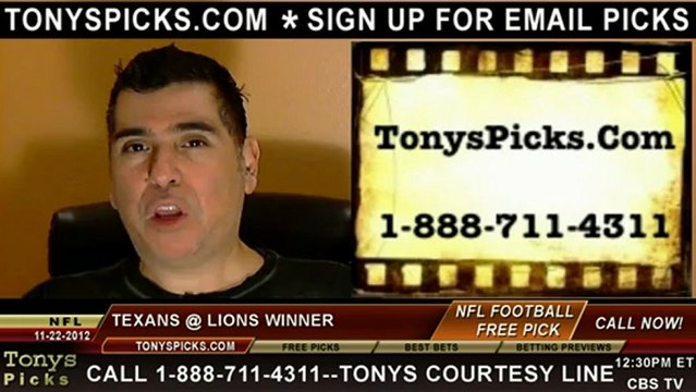 Houston Texans versus Detroit Lions Pick Prediction NFL Pro Football Odds Preview 11-22-2012