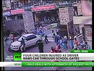 Driver runs over kids at school gate, sets himself alight in Taiwan