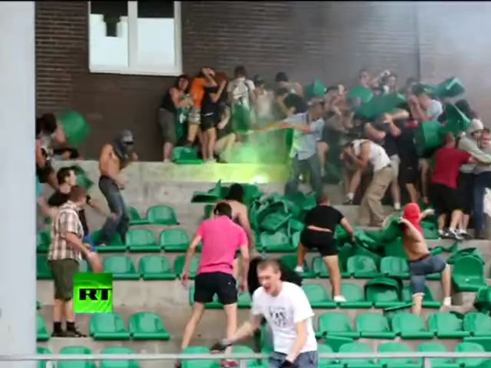 Knives, steel bars & plastic chairs: Video of bloody fan riot at football game