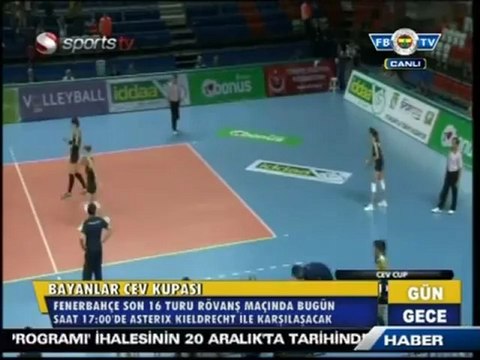 20 Kasım 2012 Fenerbahçe Asterix Kieldrecht Maçı Saat 17.00'da