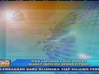 TV3 Stesyen TV Portal Pertama - Tiga Laporan Polis Dibuat Siasat Individu Sebar Fitnah