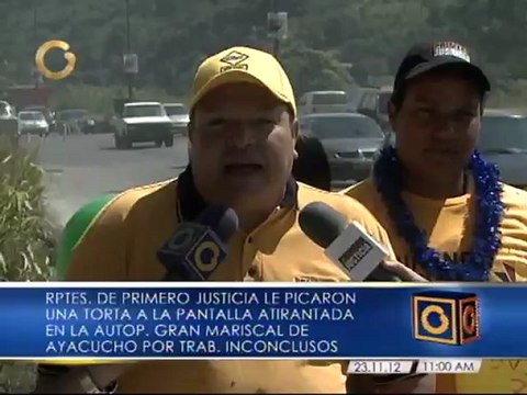 Primero Justicia le picó una torta a obra inconclusa en la autopista Gran Mariscal de Ayacucho