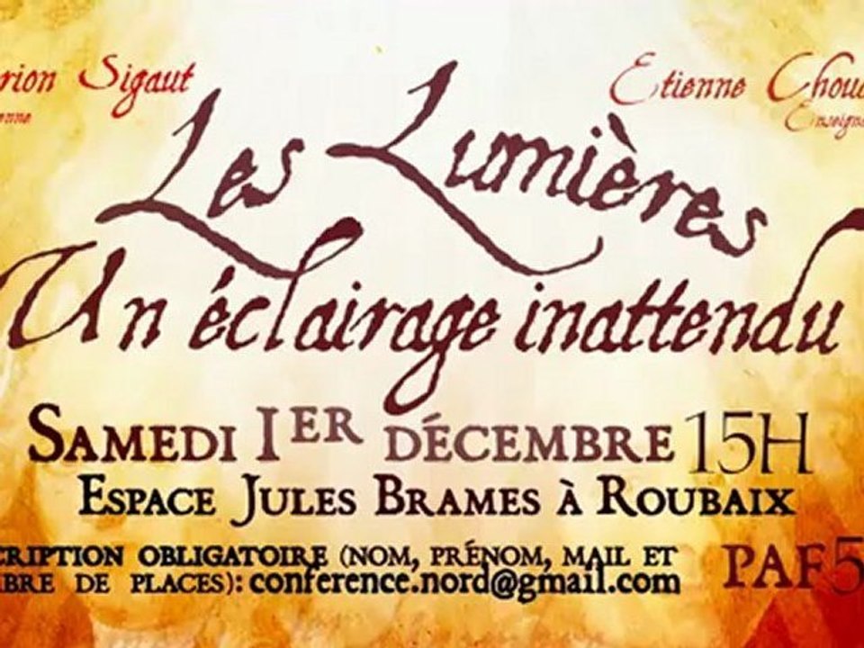 Conférence M.Sigaut/E.Chouard 1er décembre à Roubaix