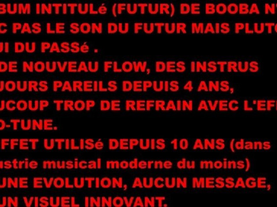 BOOBA .PAS VRAIMENT DANS LE FUTUR.