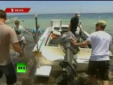 Video of shark terrorizing fishermen in Australia