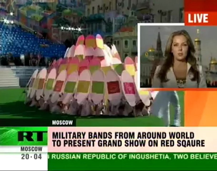 Military music bands perform on Red Square in Moscow