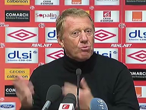 Conférence de presse AS Nancy Lorraine - AC Ajaccio : Jean FERNANDEZ (ASNL) - Alex DUPONT (ACA) - saison 2012/2013