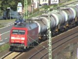 Züge bei Neuwied am Rhein, R4C BR185, DBAG BR185, Railion BR185, WLB Taurus, 2x BR152, BR151