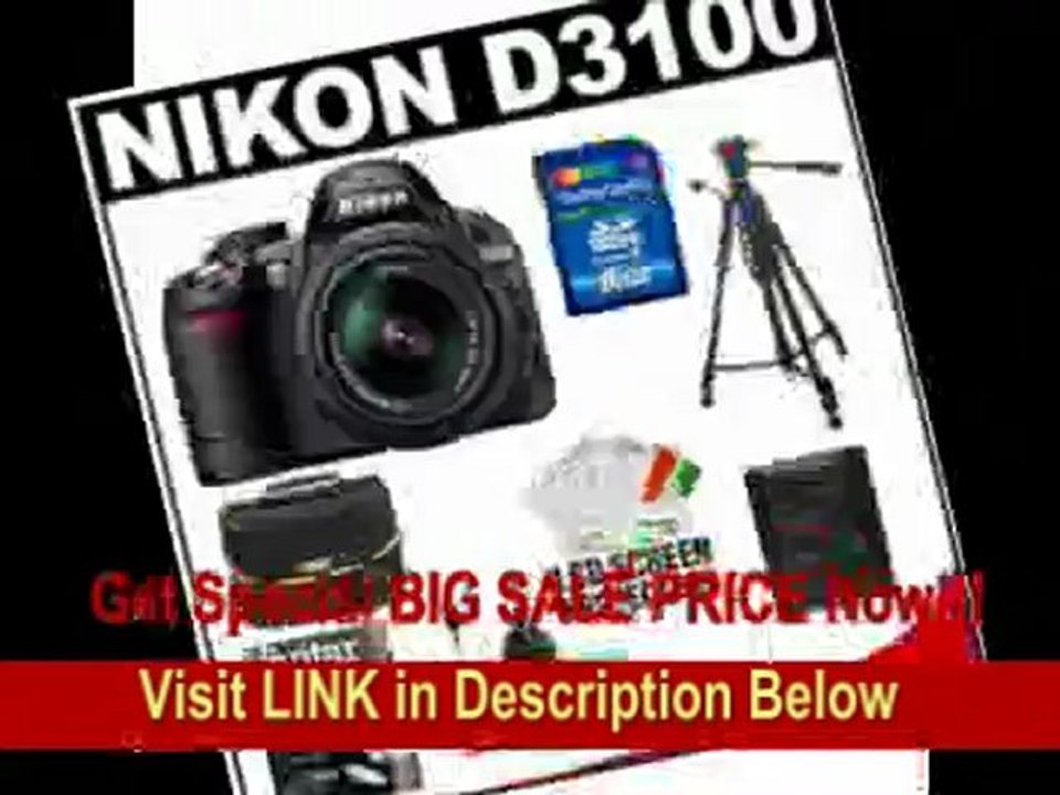 [SPECIAL DISCOUNT] Nikon D3100 Digital SLR Camera & 18-55mm VR Lens with 16GB Card + Filter + Case + Tripod + Accessory Kit