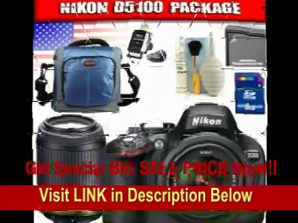[BEST BUY] Nikon D5100 16.2MP Digital SLR Camera with 18-55mm f/3.5-5.6G AF-S DX VR Nikkor Zoom Lens + AF-S DX VR Zoom-NIKKOR 55-200mm f/4-5.6G IF-ED Package 1
