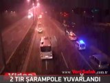 2 TIR şarampole yuvarlandı