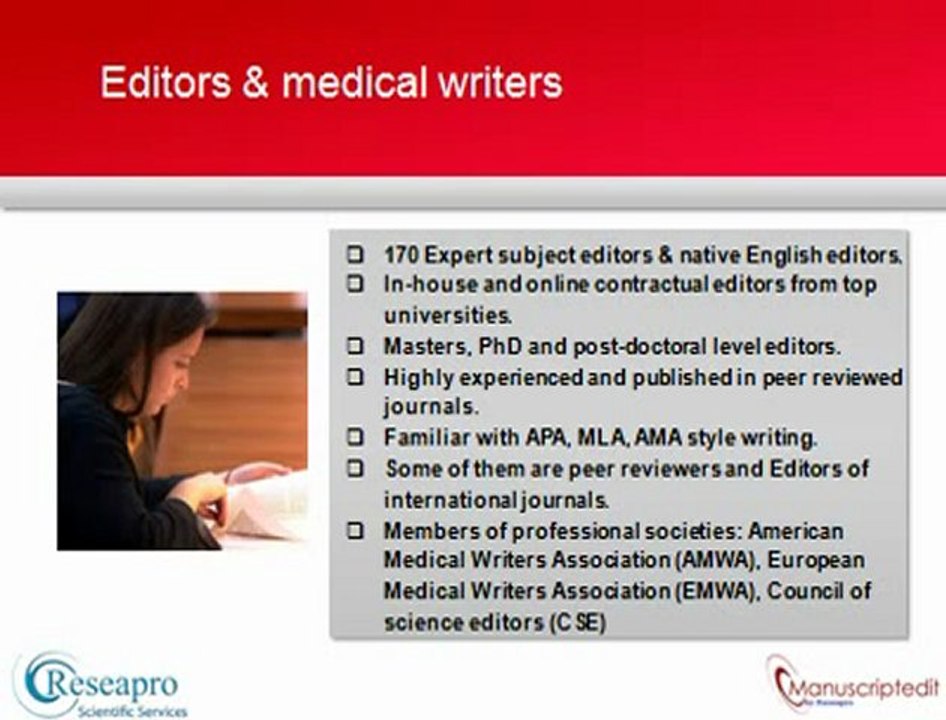 English editing, Proofreading and Medical Writing - Manuscriptedit