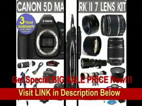 [BEST BUY] Canon EOS 5D MARK II + Canon EF 28-135mm Lens + Canon EF 75-300mm UltraSonic Lens + Canon 50mm Lens +500mm Preset Lens + 650-1300mm Lens + .40x Fisheye Lens + 2x Telephoto Lens + 3 Year Celltime Warra