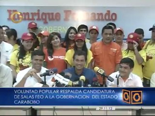 Salas Feo: "No descansaremos hasta que Carabobo sea el territorio de lo posible"