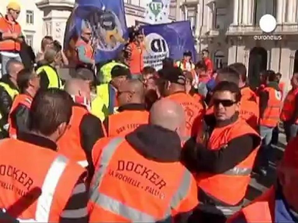 Les dockers européens manifestent à Lisbonne