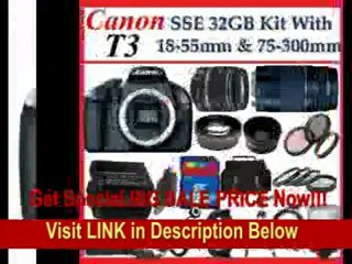 下载视频: [BEST PRICE] Canon EOS Rebel T3 (1100d) SLR Digital Camera w/ Canon EF-S 18-55mm f/3.5-5.6 IS II Autofocus Lens & Canon Zoom Telephoto EF 75-300mm f/4.0-5.6 III Autofocus Lens, 3 Extra Lens + Close Up Kit, 2 batte