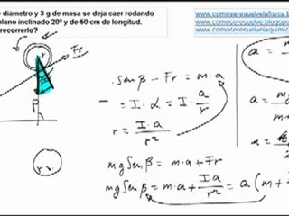 Fisica dinamica aceleracion de un anillo en un plano inclinado
