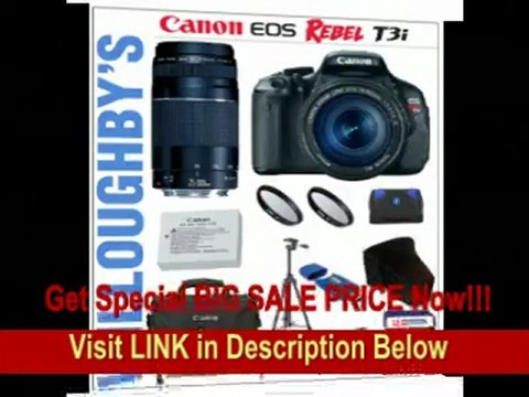 [BEST BUY] Canon EOS Rebel T3i 18 MP CMOS Digital SLR Camera with EF-S 18-55mm IS II Lens Kit + Canon EF 75-300mm III Telephoto Zoom Lens + Canon Deluxe Gadget Bag + Canon LPE8 Spare Battery + LEXSpeed 32GB SDHC