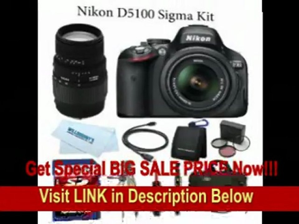 [FOR SALE] Nikon D5100 16.2MP CMOS Digital SLR Camera with 18-55mm f/3.5-5.6 AF-S DX VR Nikkor Zoom Lens + Sigma 70-300mm Zoom Lens + Deluxe Camera Gadget Bag + LexSpeed 32GB Class 10 SDHC Memory Cards + Two Mul