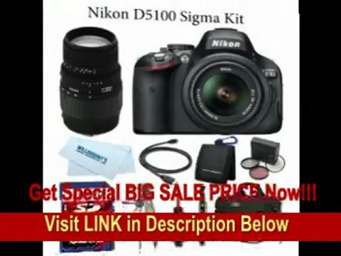 [FOR SALE] Nikon D5100 16.2MP CMOS Digital SLR Camera with 18-55mm f/3.5-5.6 AF-S DX VR Nikkor Zoom Lens + Sigma 70-300mm Zoom Lens + Deluxe Camera Gadget Bag + LexSpeed 32GB Class 10 SDHC Memory Cards + Two Mul