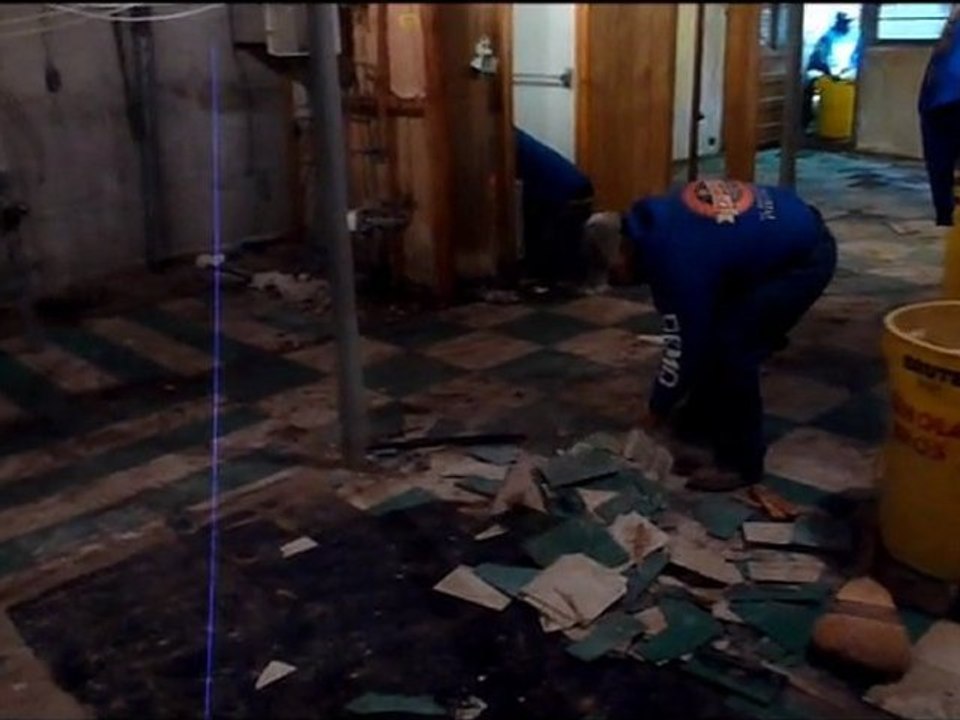 Hurricane Sandy Damaged Basement Tile Floor Removal