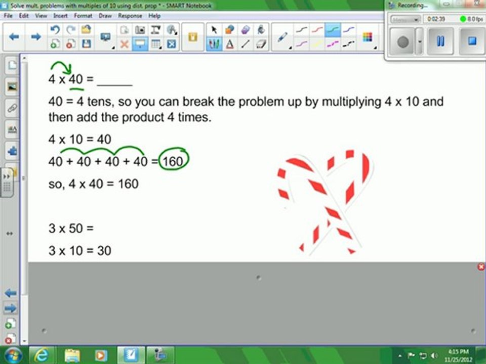 Solve mult. problems wit mult of 10 (dist. prop)