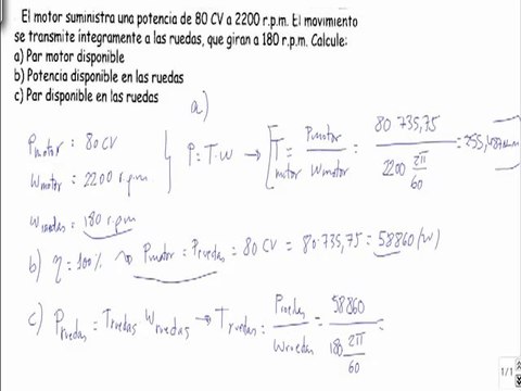 Maquinas electricas determinar par motor disponible y potencia