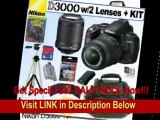 [BEST BUY] Nikon D3000 10MP Digital SLR Camera with 18-55mm f/3.5-5.6G AF-S DX VR and 55-200mm f/4-5.6G ED IF AF-S DX VR Zoom-Nikkor Lenses   8GB Deluxe Accessory Kit