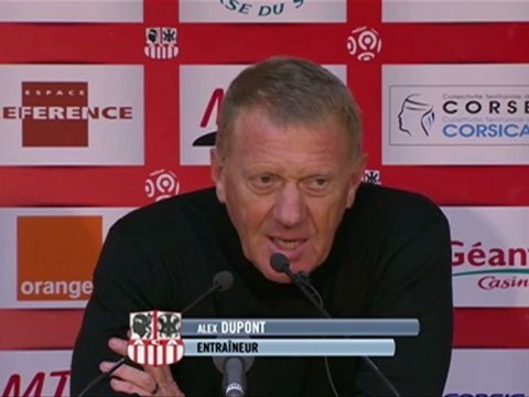 Conférence de presse AC Ajaccio - AS Saint-Etienne : Alex DUPONT (ACA) - Christophe GALTIER (ASSE) - saison 2012/2013