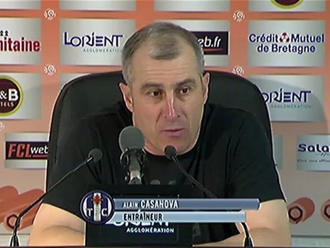 Conférence de presse FC Lorient - Toulouse FC : Christian GOURCUFF (FCL) - Alain CASANOVA (TFC) - saison 2012/2013
