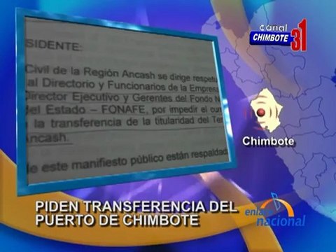 Entregaran memorial a Humala para culminar transferencia de Puerto Chimbote