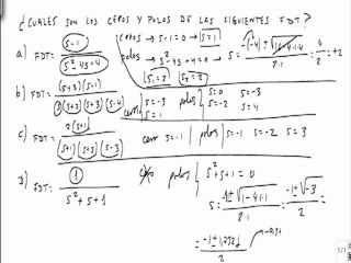 Determinar los ceros y polos de la funcion de transferencia