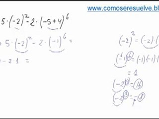 Operaciones de numeros enteros con potencias y parentesis ejercicio 4