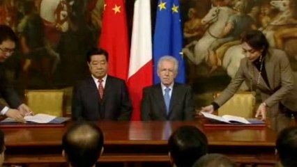Roma - Monti - Jia Qinglin, firma accordi (28.11.12)
