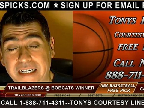 Charlotte Bobcats versus Portland Trailblazers Pick Prediction NBA Pro Basketball Odds Preview 12-3-2012