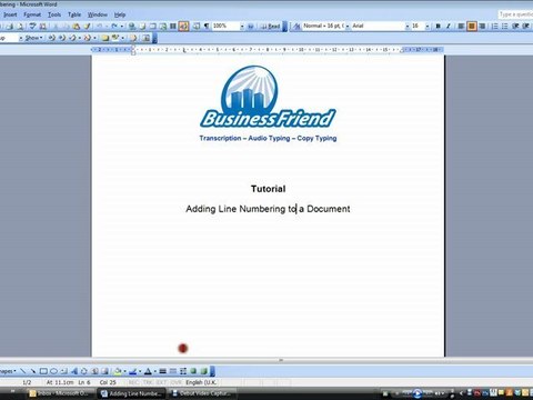 Adding Line Numbering in Transcripts and Word Documents