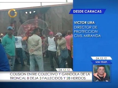 Colisión entre colectivo y gandola en la Troncal 8 deja 3 fallecidos y 28 heridos
