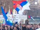 Serbian students protest against war crimes tribunal