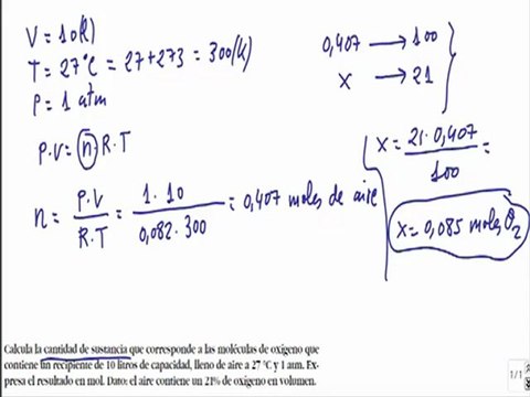 Quimica 1º bachillerato leyes de gases ideales ejercicio 3